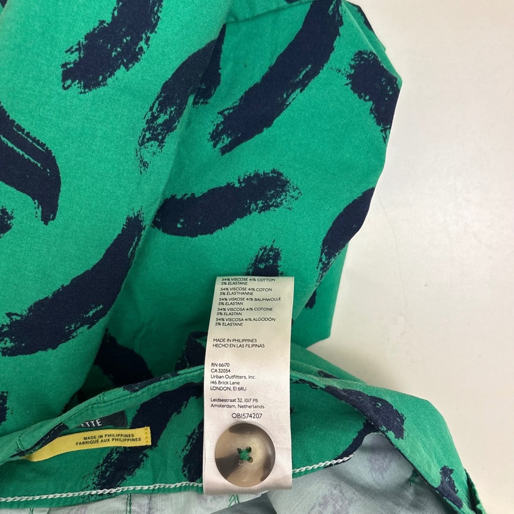 Maeve Anthropologie Colette Pants Sz 29 30X26 Green Paint Print Wide Leg Cropped - Picture 7 of 7